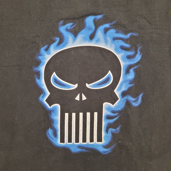 Flaming Skull Shirt Medium 21x27 Black - Picture 7 of 11